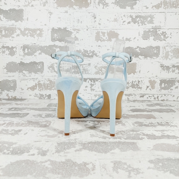 NEW Sam Edelman Jade Blue Suede Ankle Strap Sandal Heels C784 - Picture 5 of 11